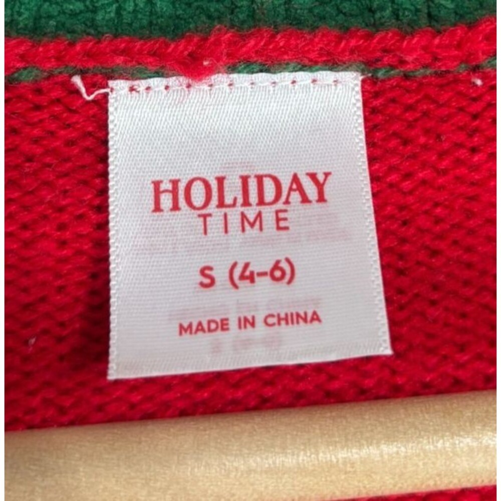 Ugly Christmas Holiday Sweater Button Up Cardigan Red Sequin Trees Sz S (4-6) - Picture 6 of 9